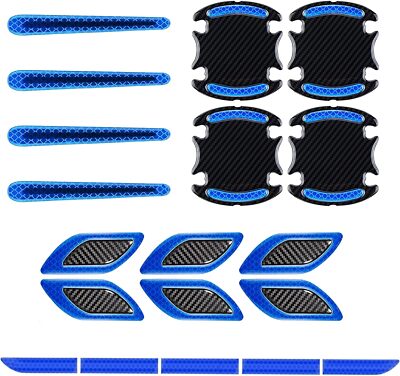 Pegatinas 3D de fibra de carbono para manija de puerta de coche, cintas reflecta