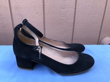 EUC Madewell The Inez Black Suede Ankle Strap Shoe Heel Pump US 5.5 F7960 A8