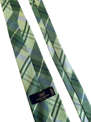 Corbata a cuadros Brooks Brothers para hombre 100 % seda verde oliva polvo azul - Imagen 4 de 13