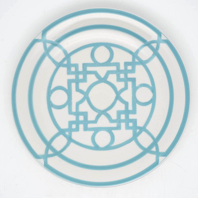(2) Z Gallerie LABYRINTH AQUA MARINE Dinner Plates