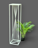 Blumenhocker Metall Weiß Eckig 100 Cm BlumenstäNder Beistelltisch Pflanzenhalter