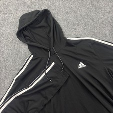 Adidas Hoodie Large Black 3 Stripe Aeroready Long Sleeve Kids