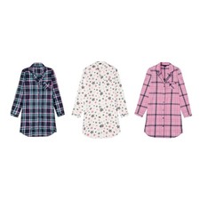 Esmara Damen Nachthemd Night Shirt 100% Baumwolle Flannelhemd Pink XS S M L Neu