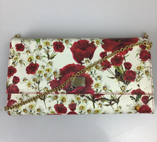 Authentic Dolce & Gabbana Sicily Floral Dauphine Leather Large Wallet On Chain