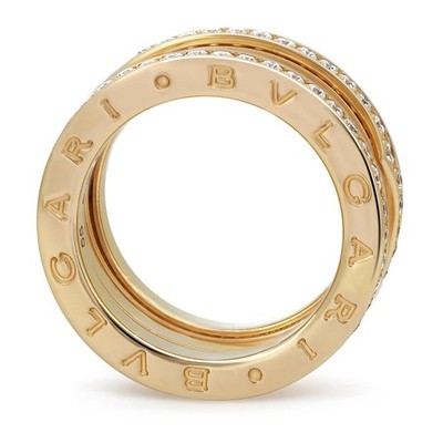 美品　BVLGARI B.ZERO1 Bvlgari B.Zero1 Diamond Band Ring 18K Yellow Gold Size 55 US