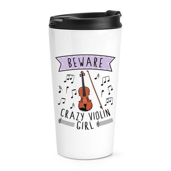 Beware VerrüCkte Violine MäDchen Reise Becher Tasse Musik Scherz Tochter Geiger-image