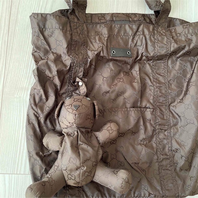 GUCCI Brown Foldable Eco-Friendly Bear Tote Bag Large Reusable Storage