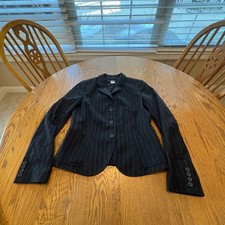 J Crew Black White Chalk Striped Wool Blazer Size 10