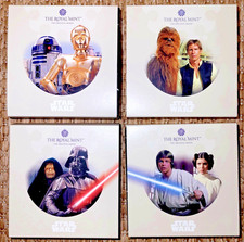 2023/2024 STAR WARS CHARACTERS SILVER PROOF 50P COIN SET X4 ROYAL MINT COA 3C26