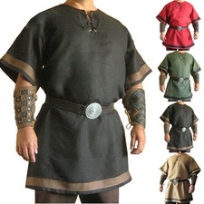 Retro Men Tunic Medieval Renaissance Pirate Viking Cosplay Costume Fancy Dress