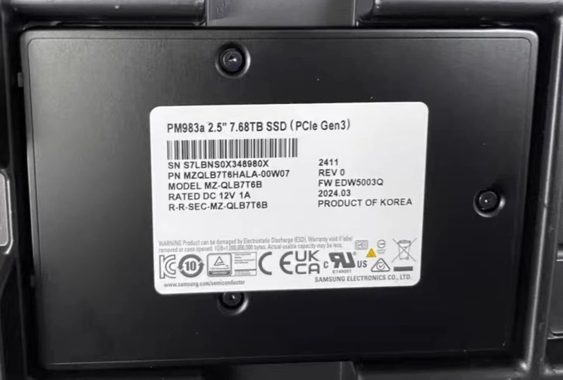 Samsung PM983A 7.68TB SSD 2.5'' U.2 PCIe NVMe MZ-QLB7T6B MZQLB7T6HALA ...