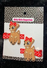 Clarice Reindeer Hairclips, Clarice Hairbow, Clarice Hair Clip, Clarice Bow