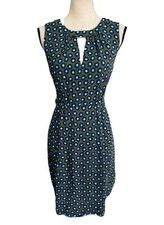 J.Crew Tuscan Keyhole Dress Olive Green & Blue Geometric Lined  Size 6