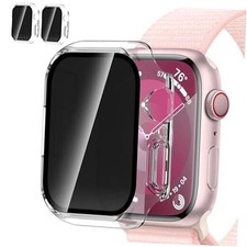 2 Pack Privacy Case for Apple Watch Series 9/8/7 Screen Protector 45mm Clear