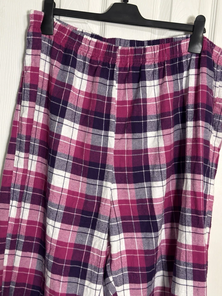 Only Necessities Pink/Purple Plaid Pajama Pants, 100% Cotton, 2X - Image 2 of 4