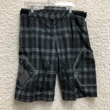 Fox Racing Mountain Bike Shorts 34 Mens Gray Houndstooth Padded Lined Stretch