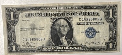 1935 $1 DOUBLE DATE CIRCULATED SILVER CERTIFICATE  C 14985809 A