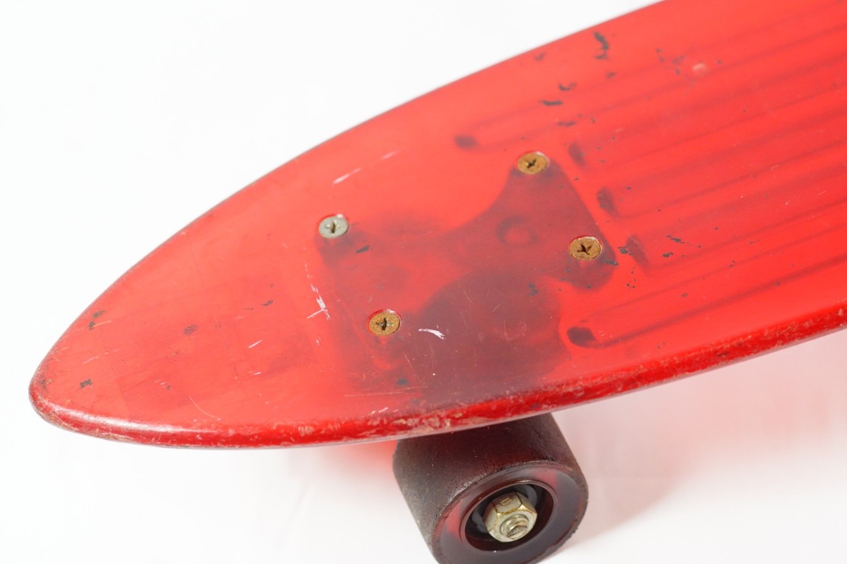 1970s NASH Kick Tail Skateboard Red Transparent Acrylic Sidewalk