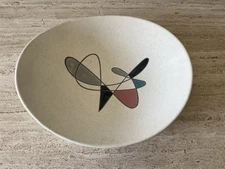 MCM Metlox Poppytrail Contempora Serving Bowl Design Ivory Atomic Hand Painted 