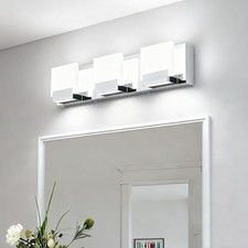 Bathroom Vanity Lights - 3 Light Modern Bathroom 3 Lights  19 inch  Chrome