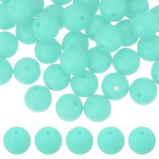 60 Pcs Silicone Beads, 9mm Bulk Beads for Keychain Making, Sky Blue
