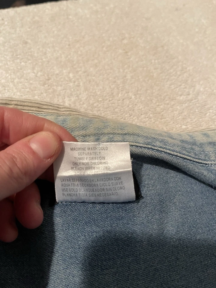 Camisa de Franela Denim Glory Desteñida De Colección Para Hombre’s L Cuadros Pana Cuello Años 90 Grunge Foto 4 de 4