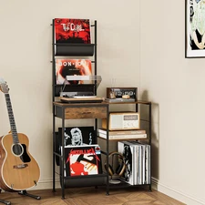 Record Player Stand with Vinyl Storage for 300 Albums Turntable Table with Drawe