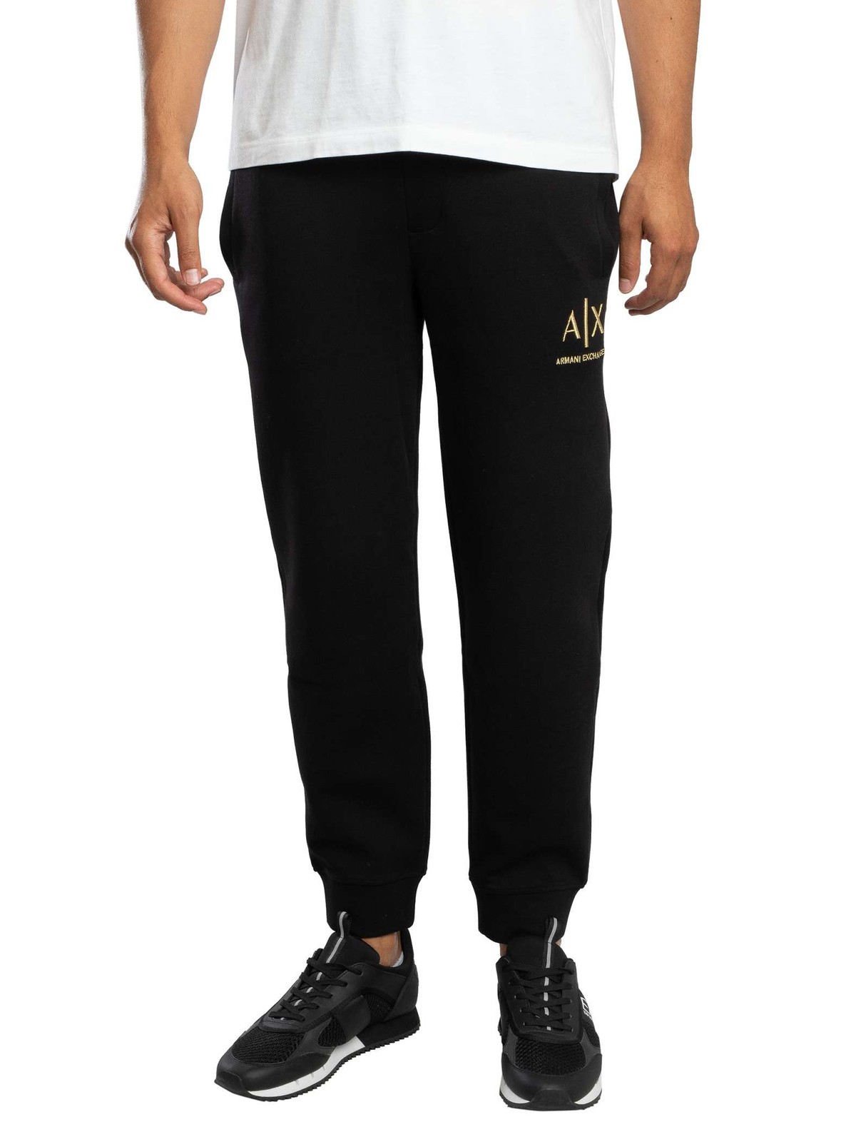 Armani Exchange Logo Joggers, Black/Gold - XXL