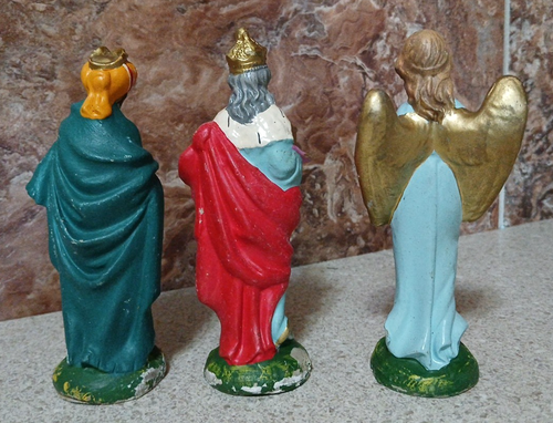 10 pièces figurines crèche vintage en papier mâché peint à la main Italie Woolworth Co. - Photo 7/10
