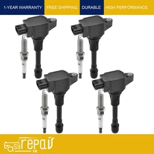 4pcs Ignition Coil and Spark Plug for 2005-2019 Nissan Rogue Select 224481HC0A