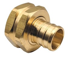 Brass Garden Hose Adapter Swivel Fitting, 3/4 PEX Barb and 3/4 GHT Female