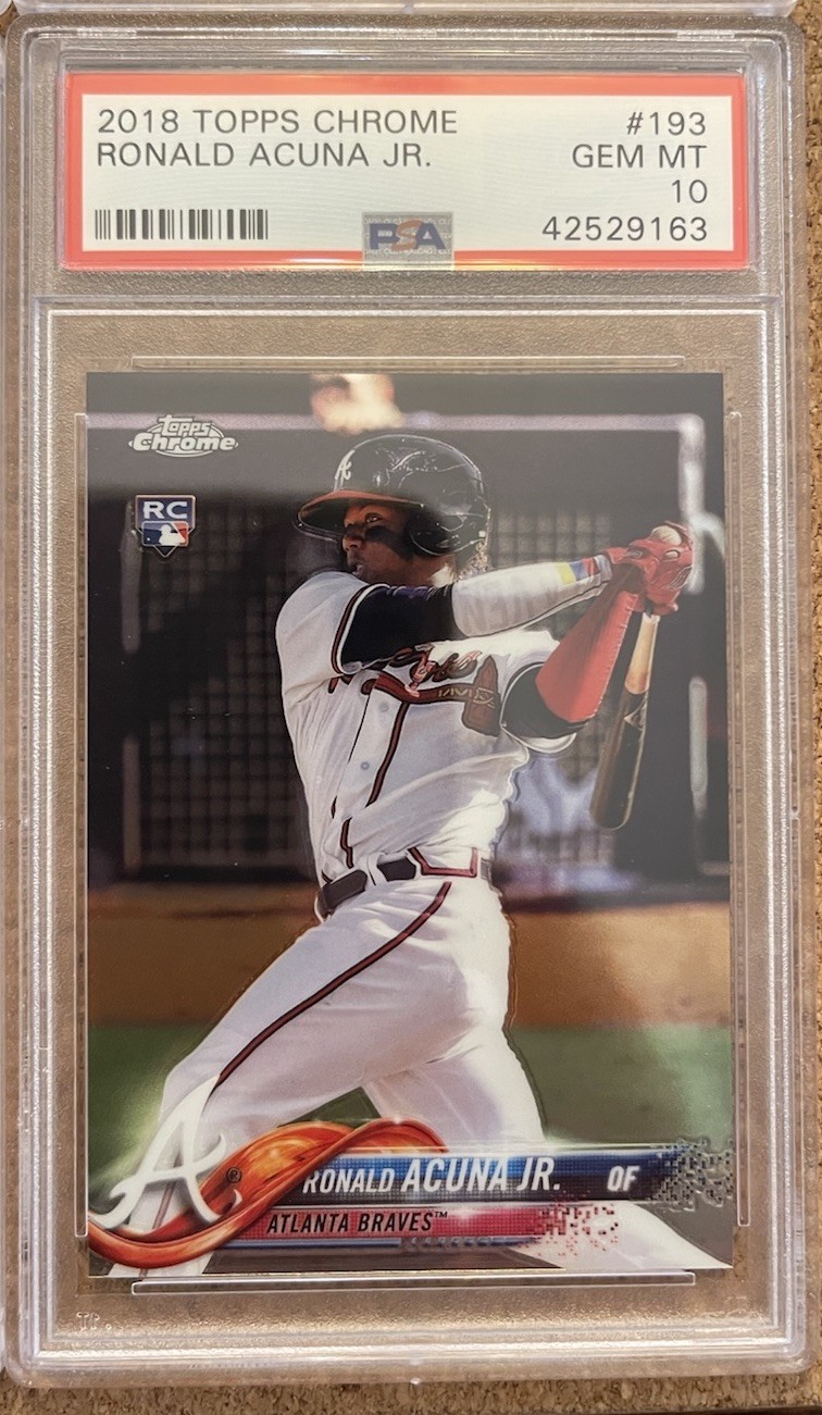 Ronald Acuna Jr 2018 Rookie PSA 10 Lot (4 Cards) - Topps Update Chrome Heritage view 6