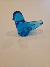 Glass Blue Bird of Happiness Signed Ron Ray 1995 3.5"x2.75"