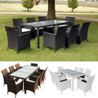 Garten Essgruppe mit Auflagen Poly Rattan Sitzgruppe Gartenset Gartenmöbel Tisch