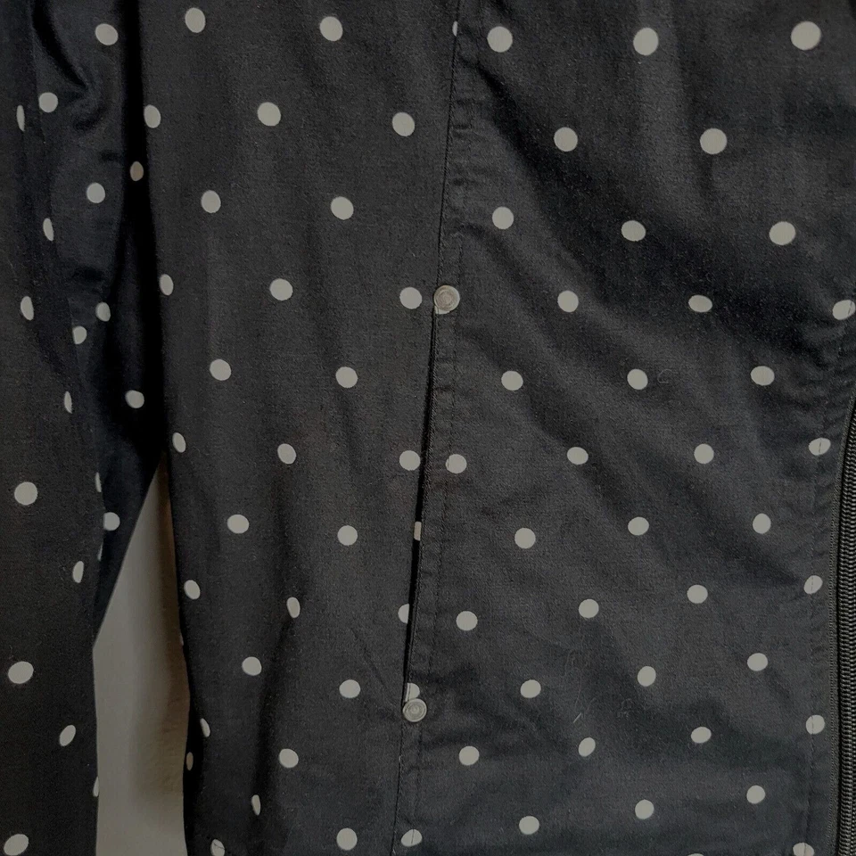 Chaqueta Studio Works para mujer mediana negra a lunares mezcla de algodón bolsillos cremallera completa Foto 3 de 4