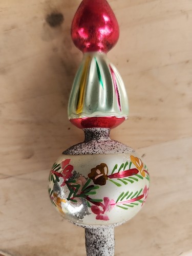 Vintage Shiny Brite Christmas Tree Topper Silver GLASS MULTICOLOR. - Picture 2 of 6