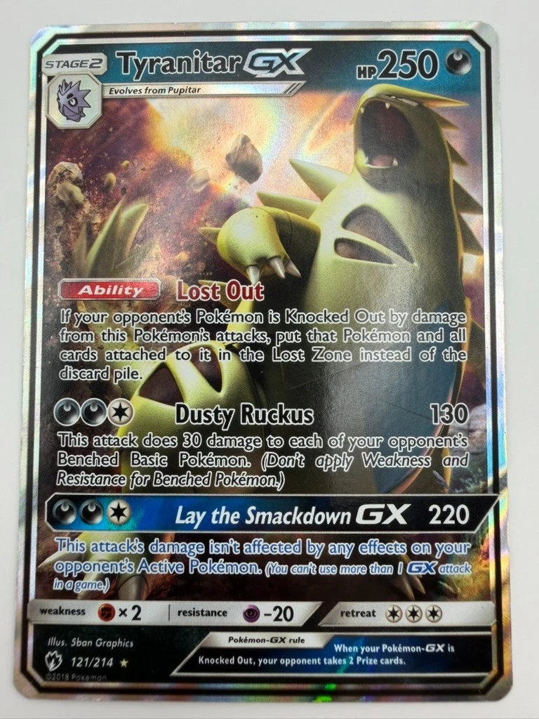 Tyranitar GX 121/214 Lost Thunder Ultra Rare Holo Pokémon Card LP