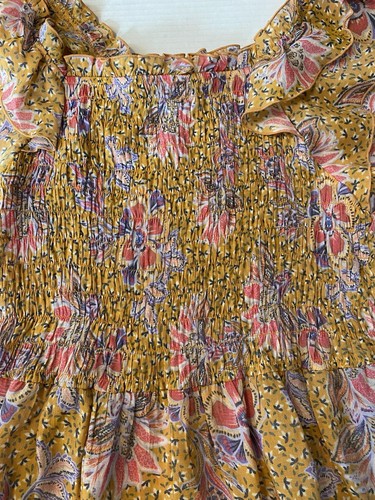 Blusa donna Nanette Lepore taglia grande gialla floreale manica svolazzante smocked boho - Foto 4 di 13