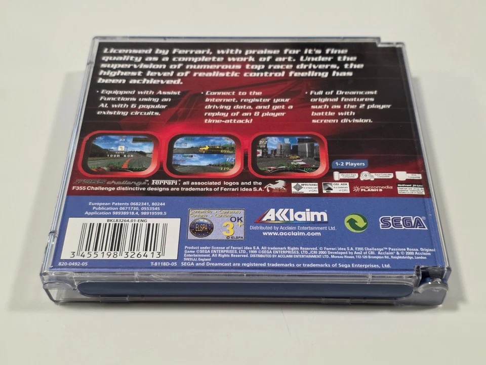 F355 Challenge – SEGA Dreamcast – PAL – Boxed with Manual - Image 2 of 4