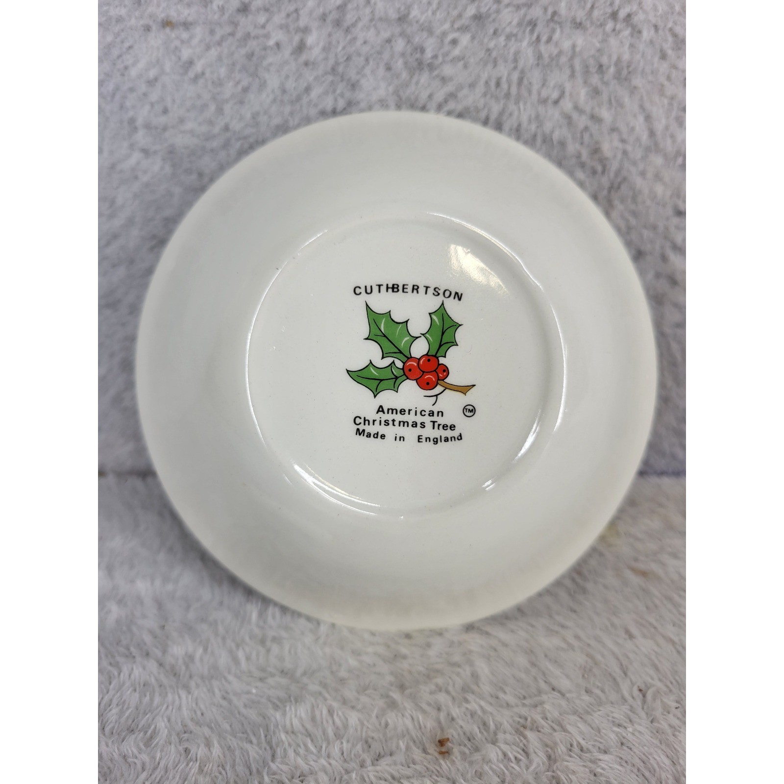 Cuthbertson American Christmas Tree 5" Bowls Set of 7 Red Rim Made in England
