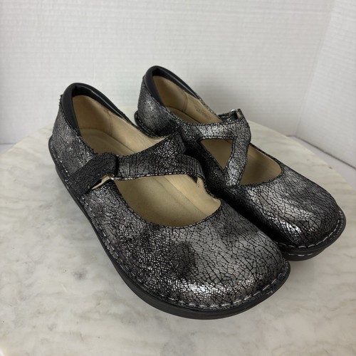 Alegria JIL-752 Mary Jane Silver Black Crackle EU Size 38 US 7.5-8 VGUC - Bild 5 von 9