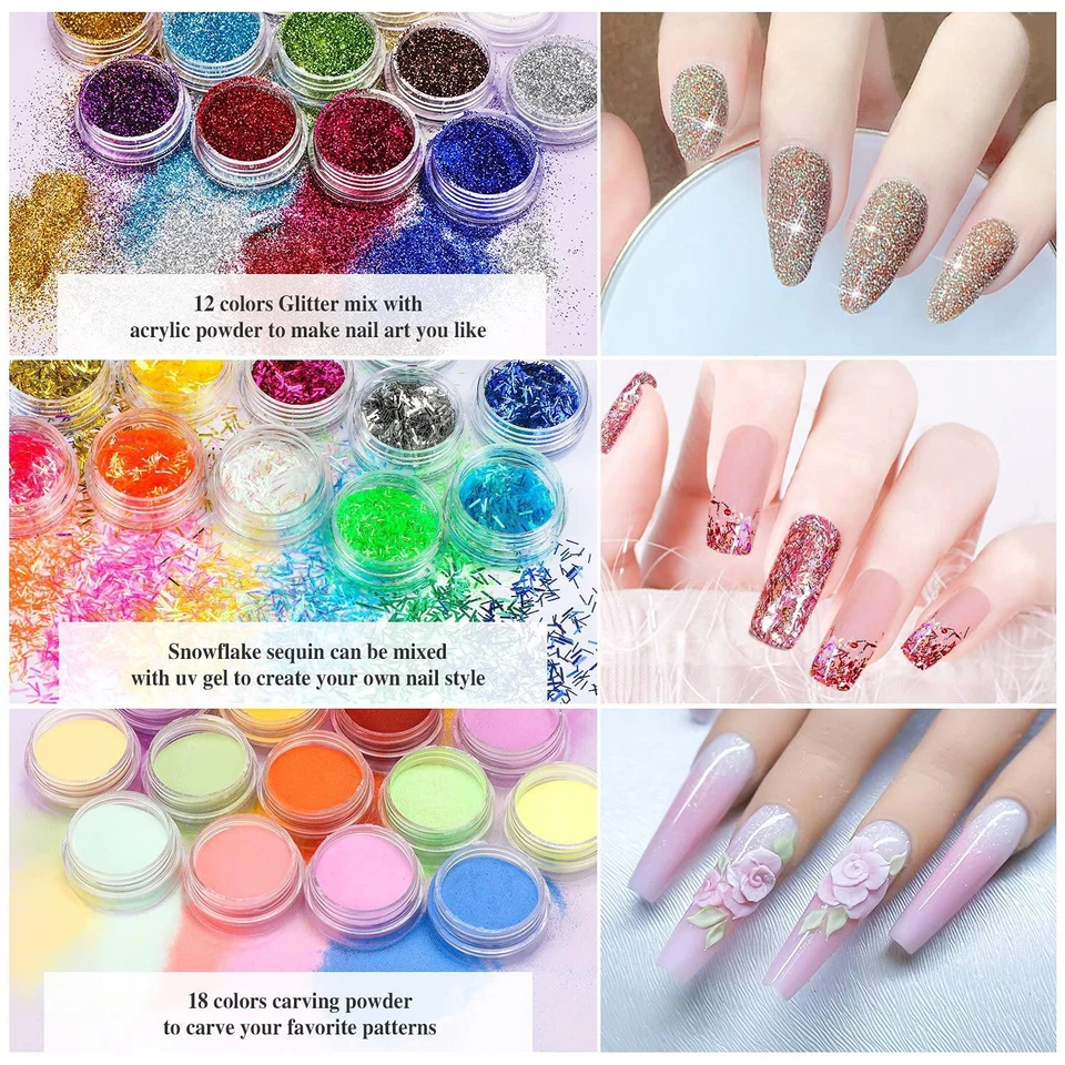 Kit de unhas de acrílico conjunto de unhas de acrílico com broca e pó de unhas de acrílico com luz UV - Imagem 4 de 4