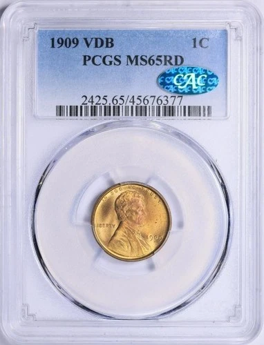1909 Lincoln Cent V.D.B. PCGS MS-65 RD (CAC Green)