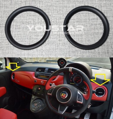 FIAT 500 ABARTH NEU MATT SCHWARZ 2 X LUFTLÜFTUNGSRING ABDECKUNGEN 2007 -15 GEN 3