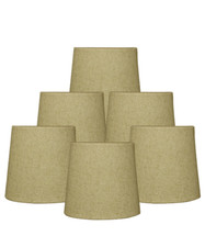 Set of 6 Sand Linen Drum Chandelier Clip-On Lampshade 4x5x5