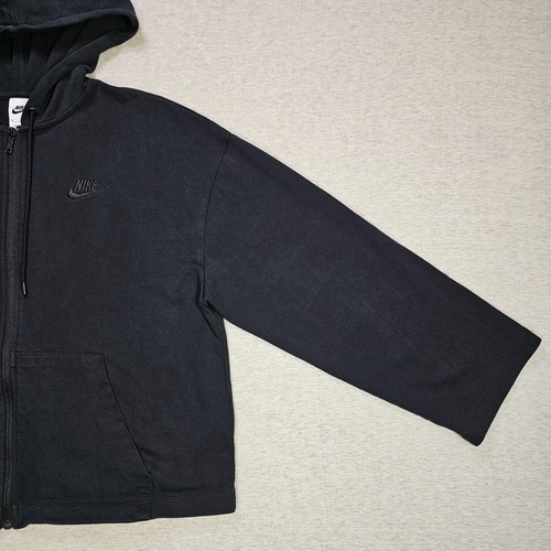 Nike Hoodie Women's MEDIUM Black Full Zip Relaxed Wide Sleeve Crop Sportswear - Picture 4 of 11