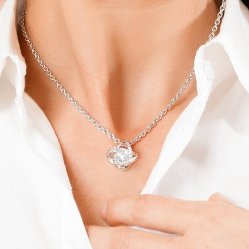 Love Knot Necklace For New Mom After Birth Gold Silver 925 Gift From Best Friend - Picture 4 of 8