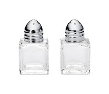 Salt & Pepper Mini Shakers  5oz 14ml Mini Cube Chrome Plated Tops Set of 2