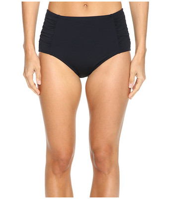 JANTZEN HIGH WAIST SIDE SHIRRED CONTROL BIKINI SWIM BOTTOMS BLACK 6 NEW! $58