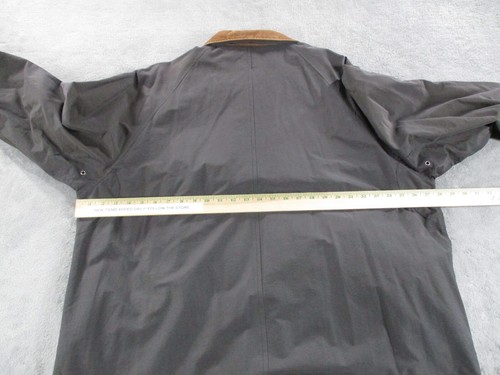 Cutter Buck Trench Coat Mens Extra Large Leather Trim Gray Brown Lined GUC - Picture 9 of 14